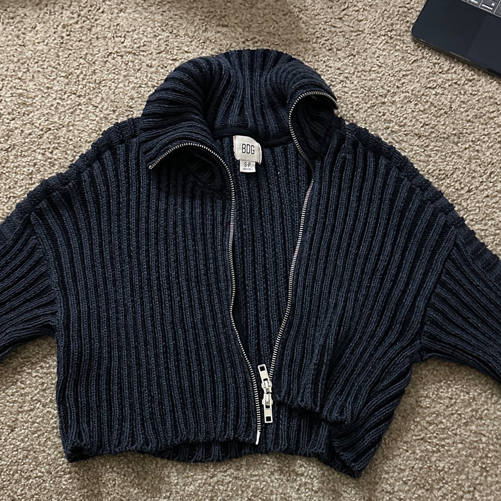 BDG Dark Blue Ribbed Turtleneck Sweater